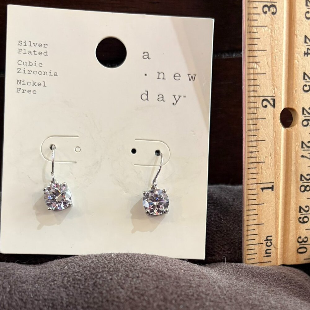 Silver plated zirconia dangle earrings